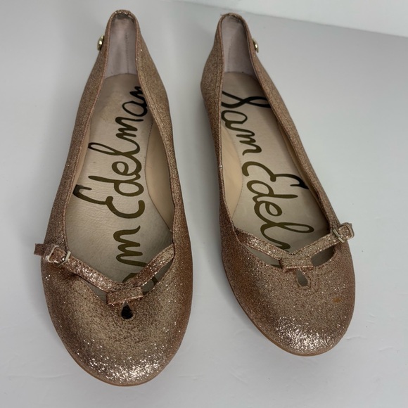 Sam Edelman Leena Ballet Flats Glittery Rose Gold Size 8.5 - Picture 4 of 12
